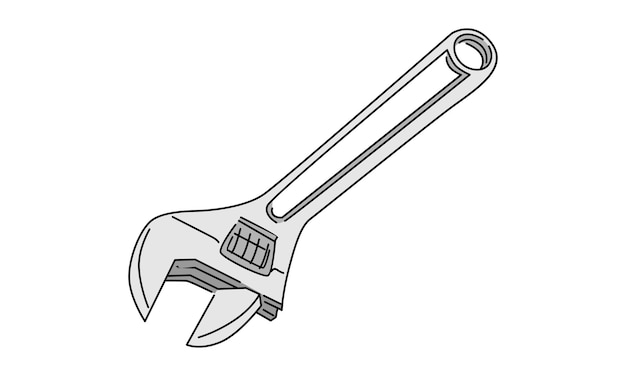 line art color of wrench vector illustration