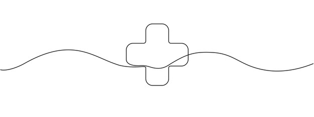 Line art of a plus sign a continuous line drawing of the plus sign icon vector illustration