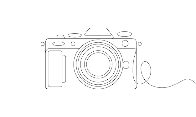 Line art of digital camera vector art illustration
