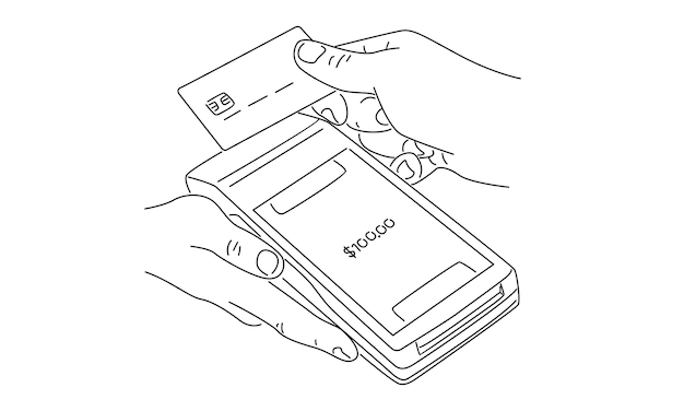 line art of payment card machine