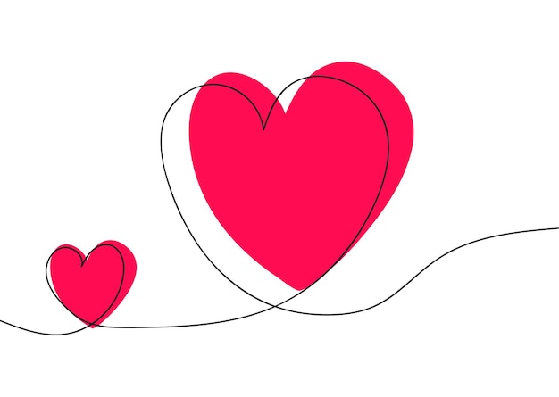 line art with heart red color