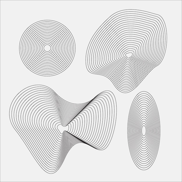 Line curve repeated black white