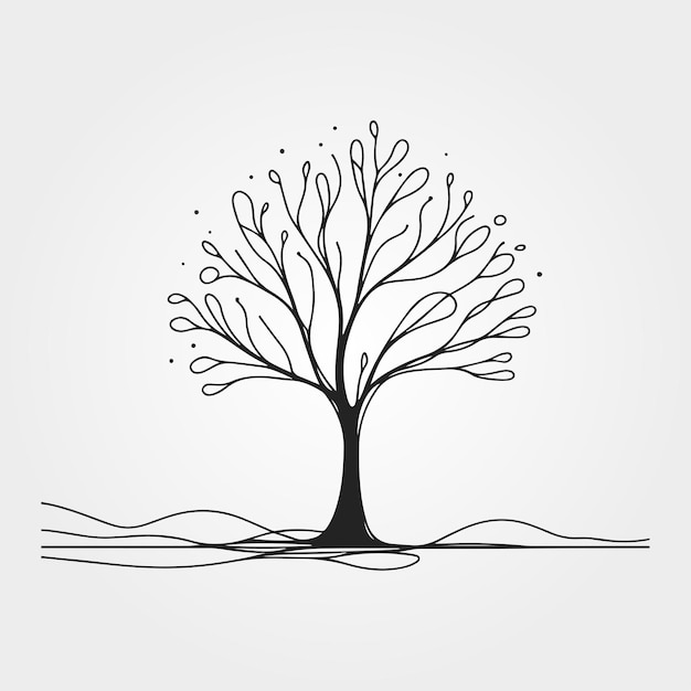 Line drawing of tree on white background
