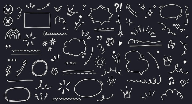Line highlight brush text emphasis underline brush on chalkboard background Hand drawn scribble