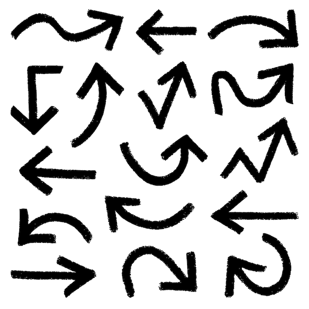 Line icon collection of hand drawn colorful arrows vector