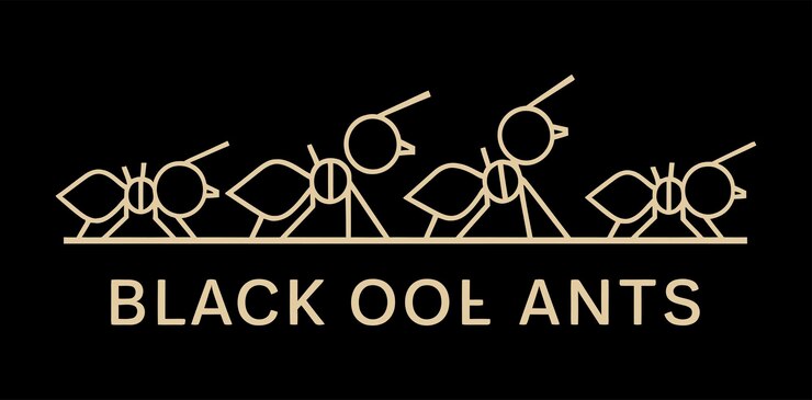 line of black ants vector logo