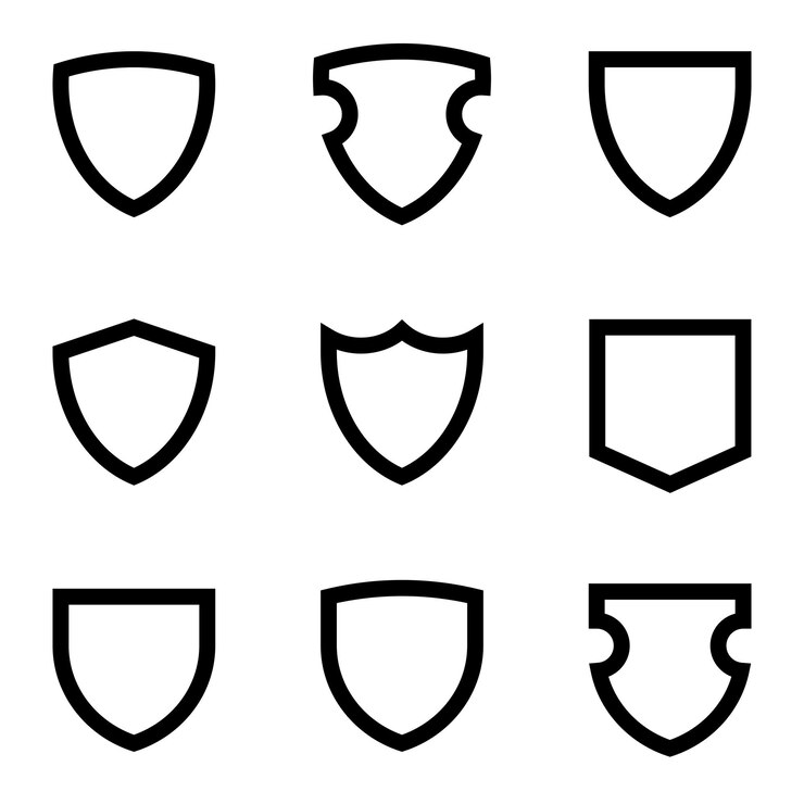 Line shield icon set protect shield security icons badge quality symbol
