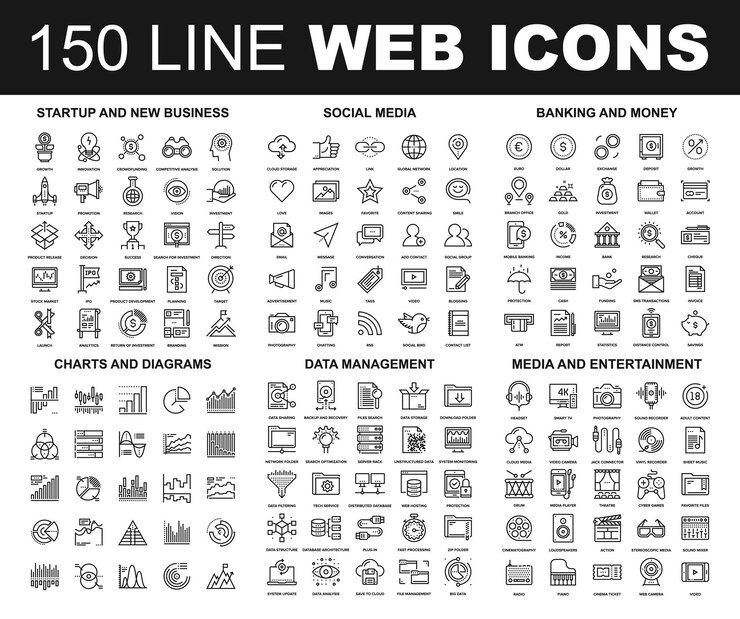 Vektör line web icons