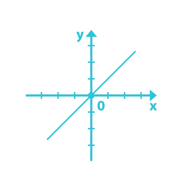 Linear function Through the origin Isolated on white Blue icon set