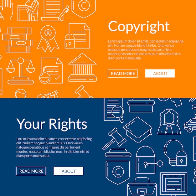 linear style copyright elements web banner poster templates 