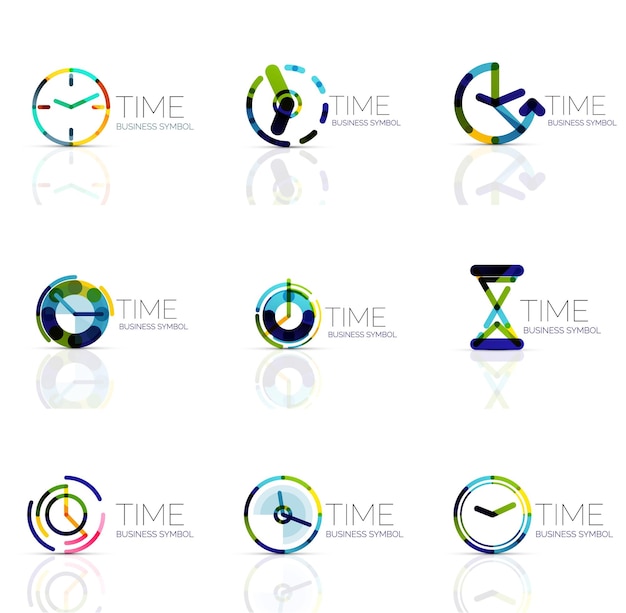 linear time abstract logo set connected multicolored segments