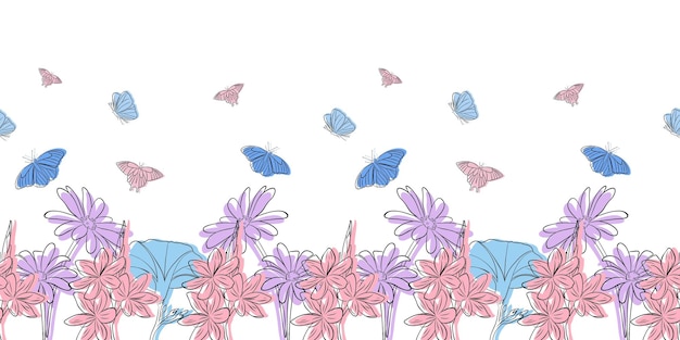 linear vector border with linear colors and linear butterflies