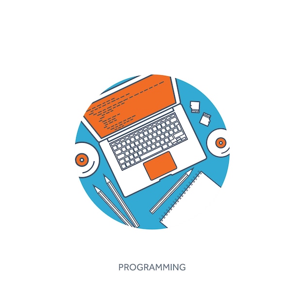Lined programming coding and seo outline computing background code hardware software web development