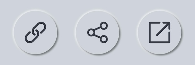 Link button in neumorphism style External Link Icon symbol Link share link icons set