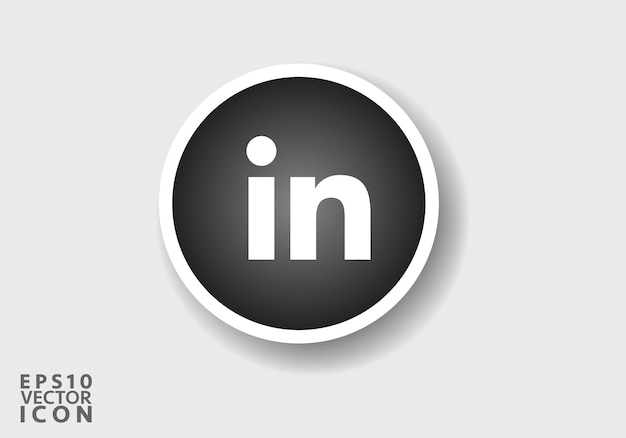 linkedin logo realistic social media icon logotype linkedin flat icon template black color
