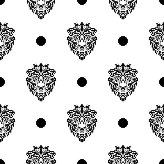 Lion face seamless pattern Good covers fabrics postcards and printing Vector illustration