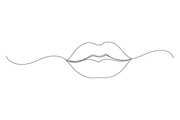 lips continuous oneline drawing woman lips logo on white background vector illustration