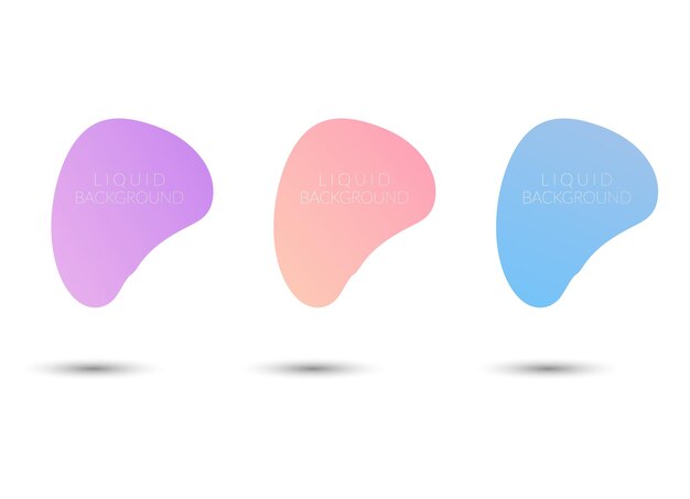 Liquid colorful gradient shapes set of different colors isolated on white background