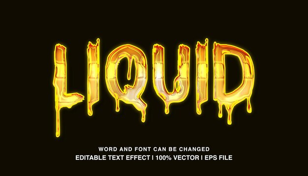 liquid editable text effect template 3d bold yellow glossy font style typeface
