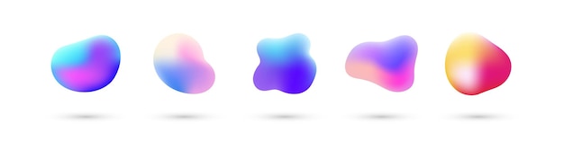 Liquid holographic elements set Modern fluid gradient iridescent shapes