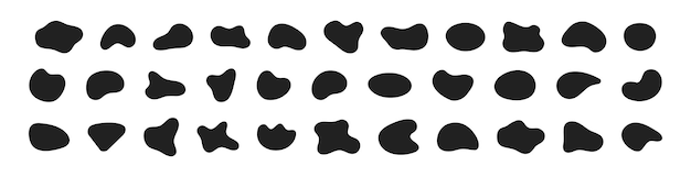 liquids blob shape set of black icons isolated on white background flat vector