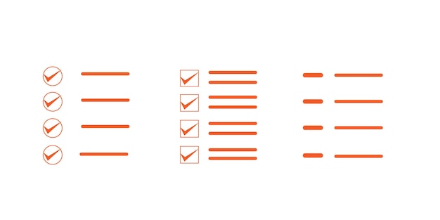 list and checklist in flat design vector illustration on white background