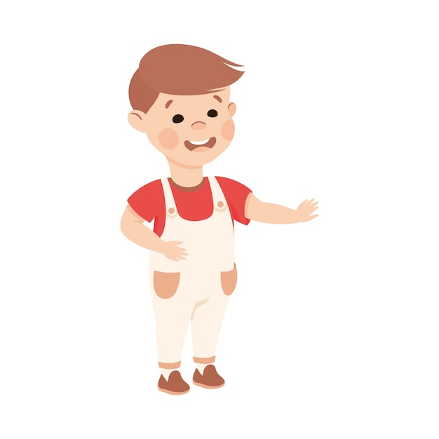 Little Boy Reaching Hand Supporting and Comforting Someone Vector Illustration