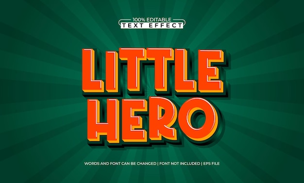little hero editable text effect with a kids and play text style