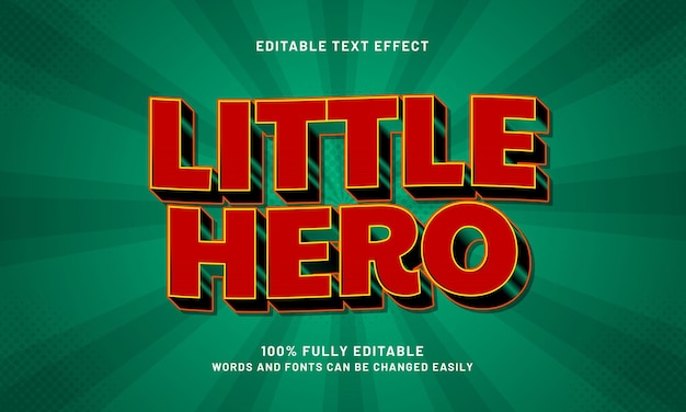 little hero editable text effects with a hero and kids theme