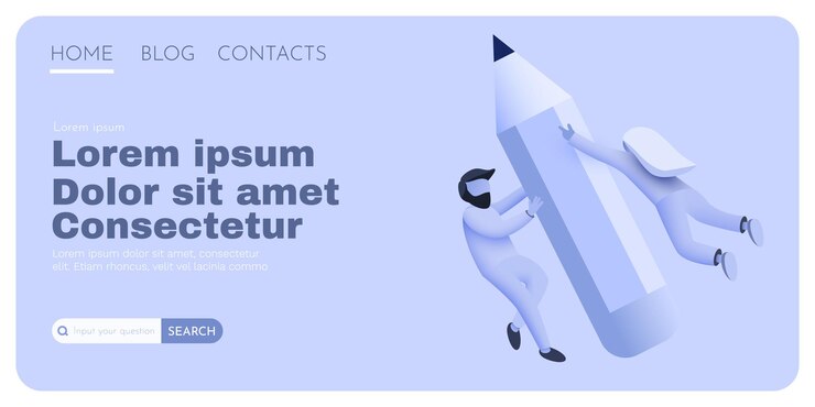 Vektör little people fly around big pencil creativity concept landing page banner or flyer template