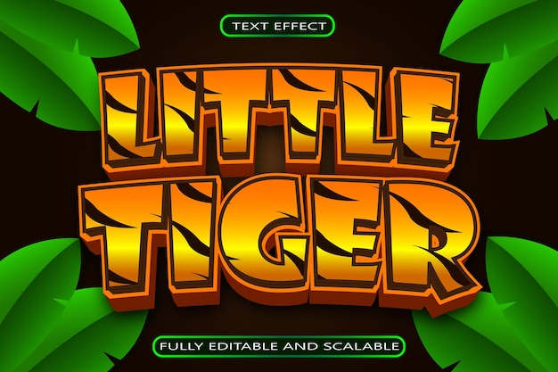 little tiger editable text effect 3 dimension modern style