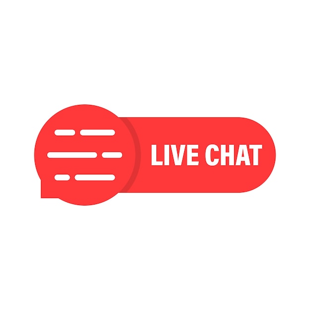 Live chat support like red bubble flat cartoon style trend modern simple logotype graphic website design element isolated on white background concept of messenger symbol or pictogram and opinion