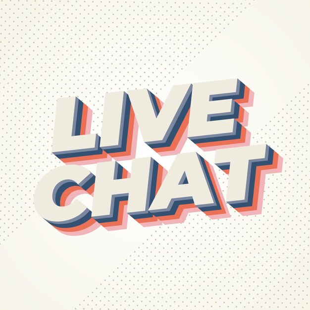 Live chat Text effect in bold font and 3D style for social media purpose
