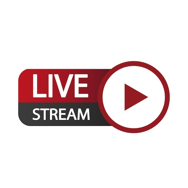 Live stream icon Play button symbol Red and black design Vector video element