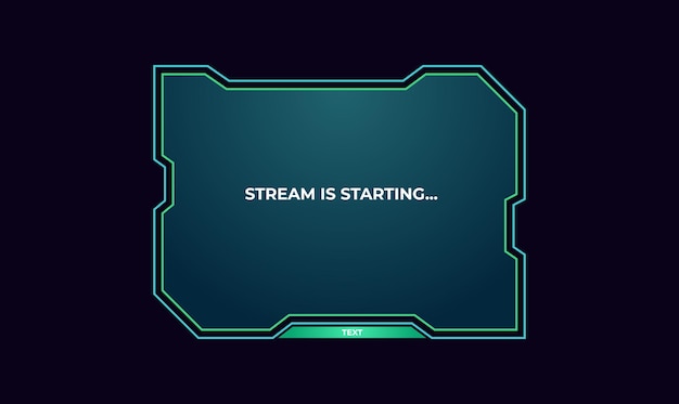 Live stream interface overlay frames for gamer broadcast Cyber hud screen panels design for game streaming vector Technological dashboard with window and place for text