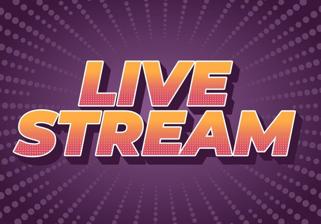 live stream text effect in 3d style with modern colors