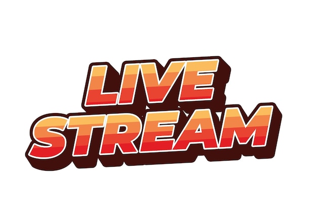 live stream text effect in 3d style with modern colors