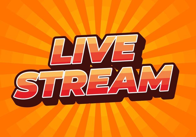 live stream text effect in 3d style with modern colors