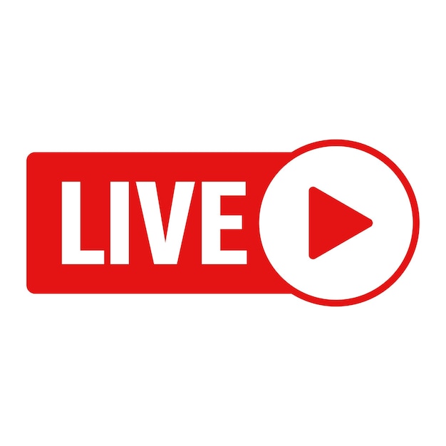 Live streaming set red icons Play button icon vector illustration