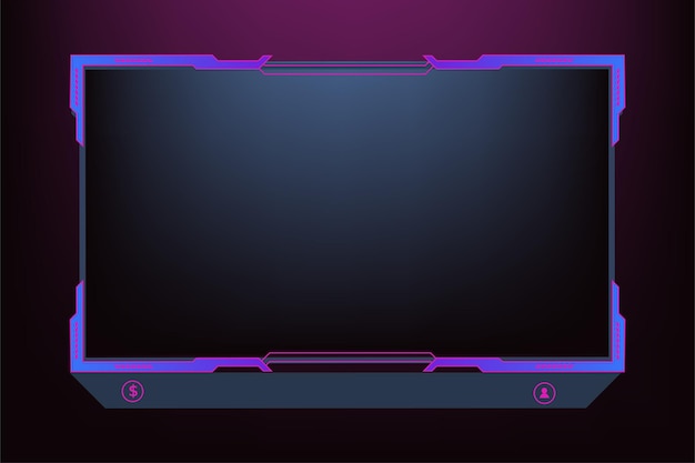 Live-udsendelse eller streaming overlay-paneler med en offline skærmvektor. Streaming-skærmpaneldekoration med gule og lilla farver. Live-ikonelementer dekoration vektor til gamere