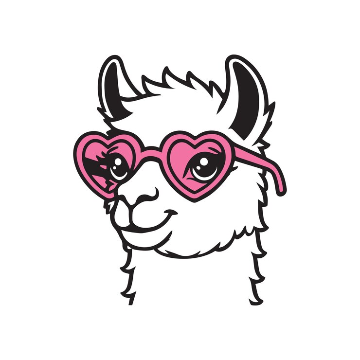 Vektör llama head clipart design llama face vector illustration