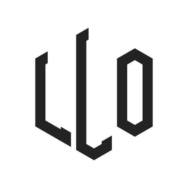 llo logo design initial letter llo monogram logo using hexagon shape