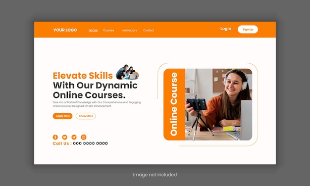 LMS website landing page or education landing page course sale landing page homepage banner design