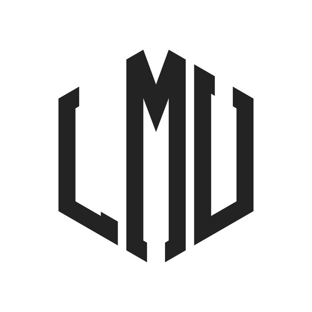 LMU-logo Design Initial Letter LMU Monogram-logo med sekskantform