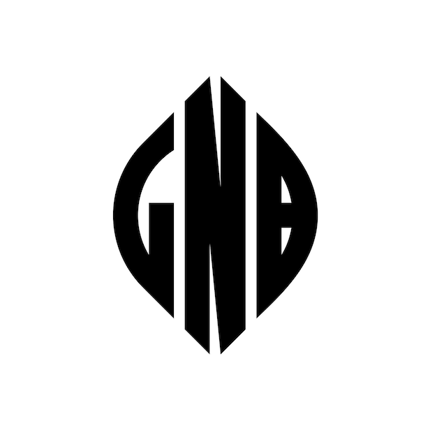 LNB circle letter logo design with circle and ellipse shape LNB ellipse letters with typographic style The three initials form a circle logo LNB Circle Emblem Abstract Monogram Letter Mark Vector