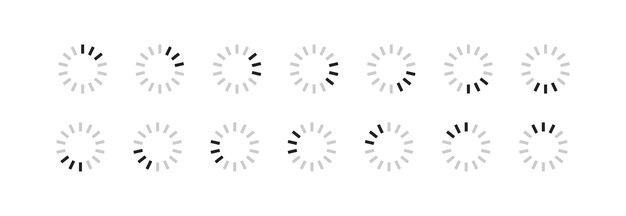 Load icon set Loading circle symbol Progress button sign Download bar concept isolated illustration in vector flat