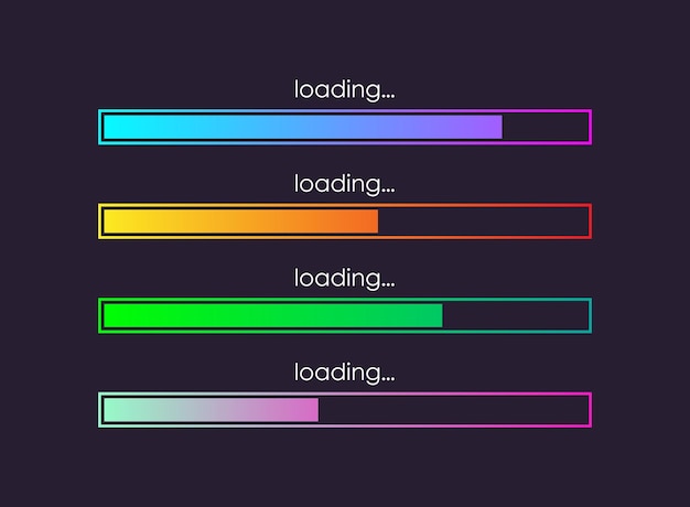 Loading bar icon in flat style Progress indicator vector illustration on isolated background Download button sign business concept