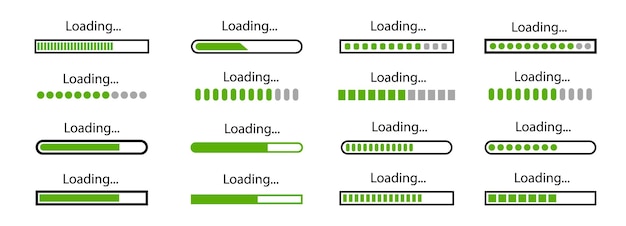Loading bar icons Set loading bar progress icon Loading status on white background Vector illustration