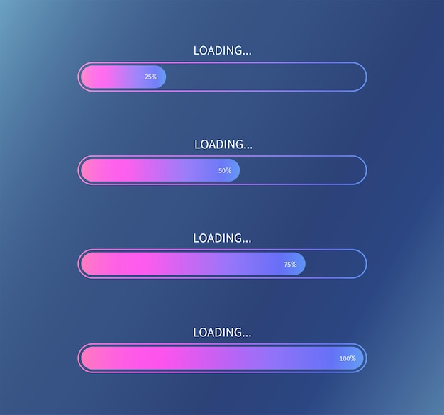 loading bar progress indicator with percents load sign flat design vector illustration