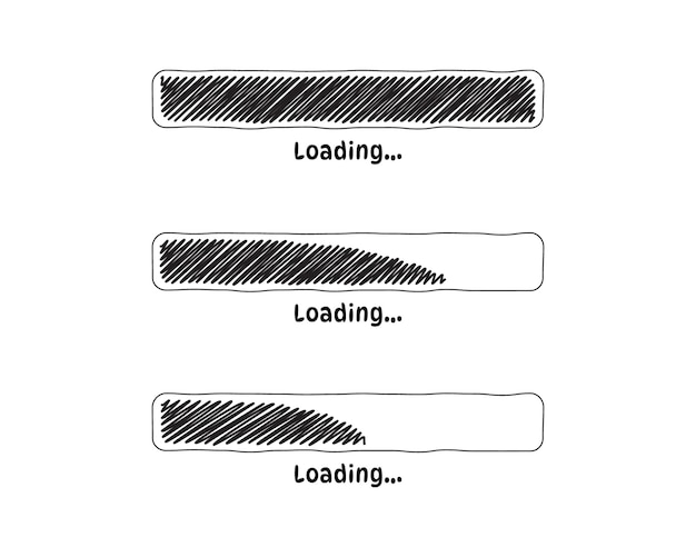 Loading bar status icon Vector Set loaded icons Download progress Handdrawn sketchscribble